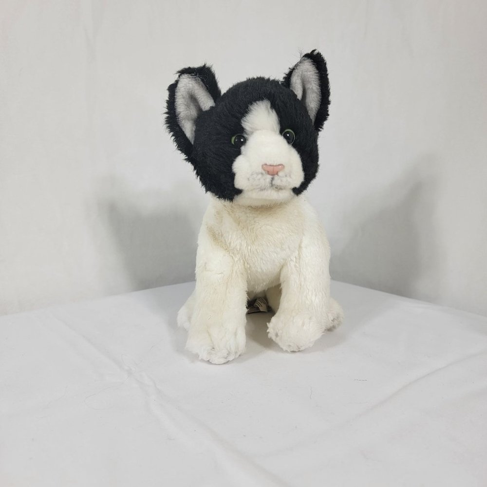 Nat & Jules Demdaco Black White Tuxedo Cat Small Plush green eyes beans kitten